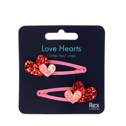 Rex of London - Love Hearts Glitter Hair Clips (set of 2)