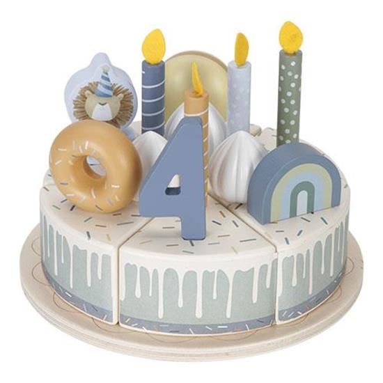 Little Dutch Wooden Birthday Cake Blue - 26-pcs