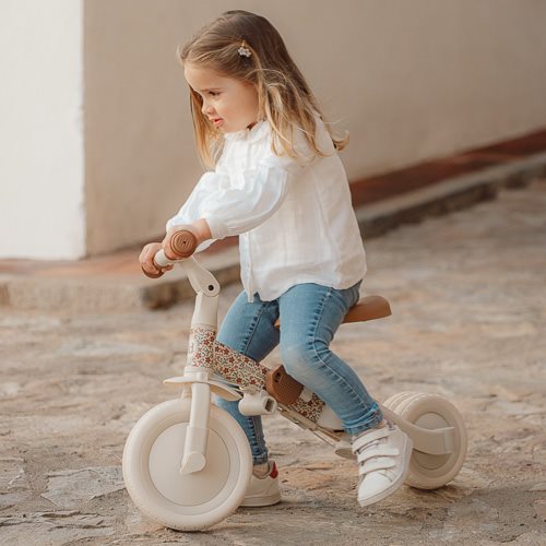 Little Dutch 4 in 1 Tricycle with Push Bar - Off White Floral