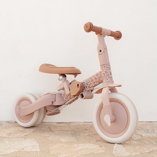 Little Dutch 4 in 1 Tricycle with Push Bar - Pink Floral