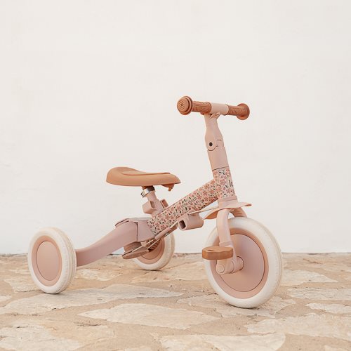 Little Dutch 4 in 1 Tricycle with Push Bar - Pink Floral