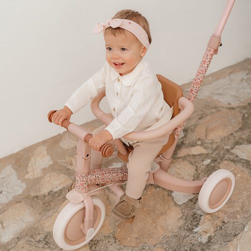 Little Dutch 4 in 1 Tricycle with Push Bar - Pink Floral
