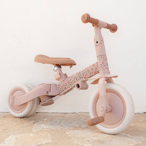 Little Dutch 4 in 1 Tricycle with Push Bar - Pink Floral