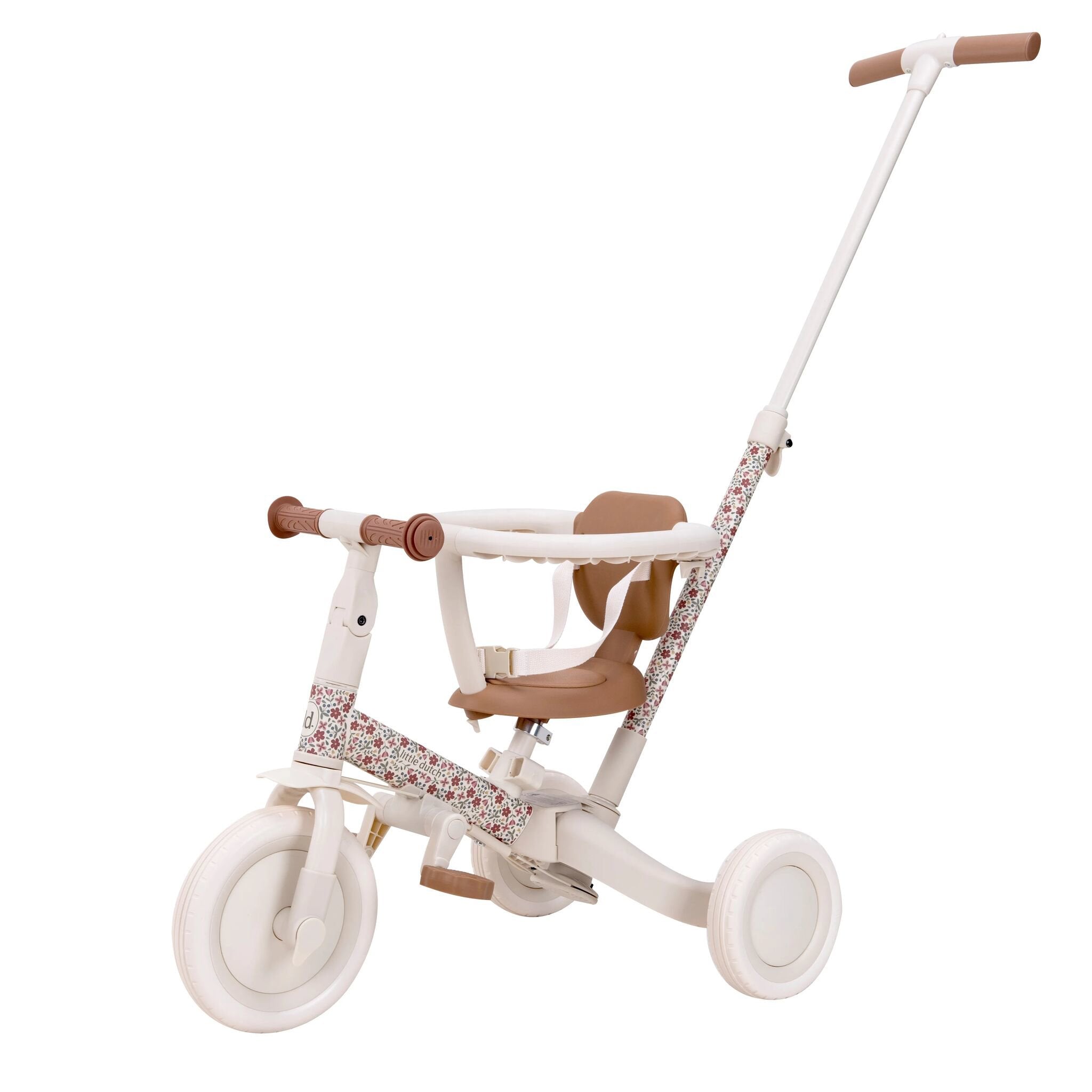Little Dutch 4 in 1 Tricycle with Push Bar - Off White Floral