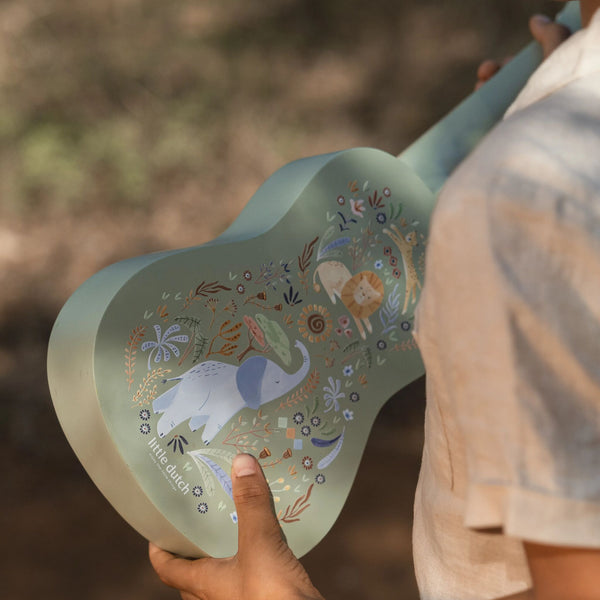 Little Dutch Wooden Green Guitar - Safari Friends