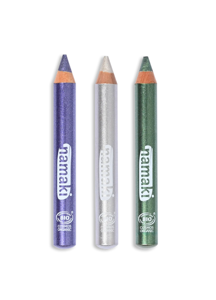 Namaki - Glitter Make-Up Pencils - Purple-Silver-Green