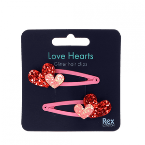 Rex of London - Love Hearts Glitter Hair Clips (set of 2)