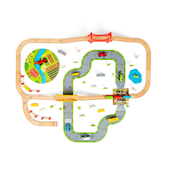 Bigjigs Toys Road & Rail Train Set