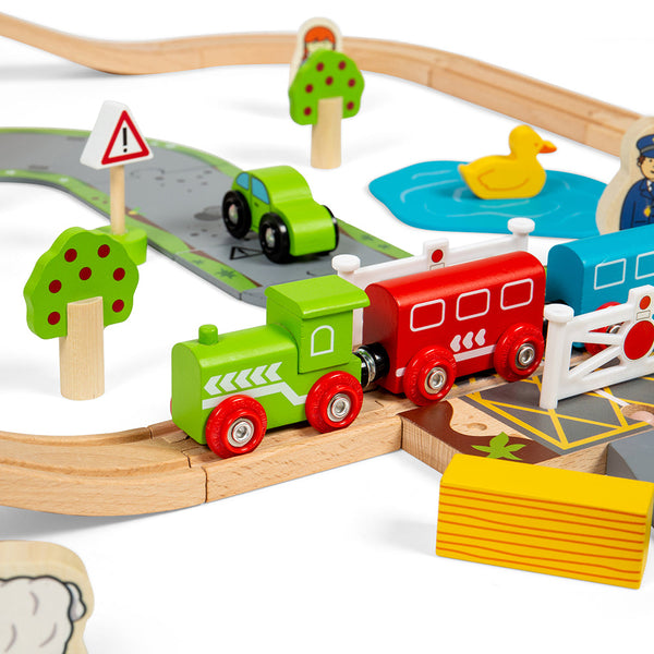 Bigjigs Toys Road & Rail Train Set