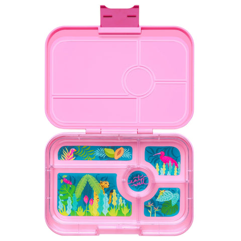 Yumbox 5 Compartment XL Tapas Lunchbox - Capri Pink / Jungle Tray