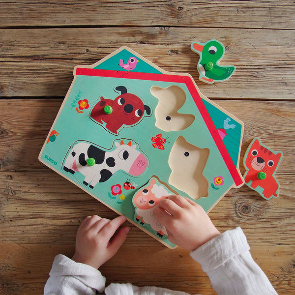 Djeco Wooden Sound Puzzle - Farm Animals