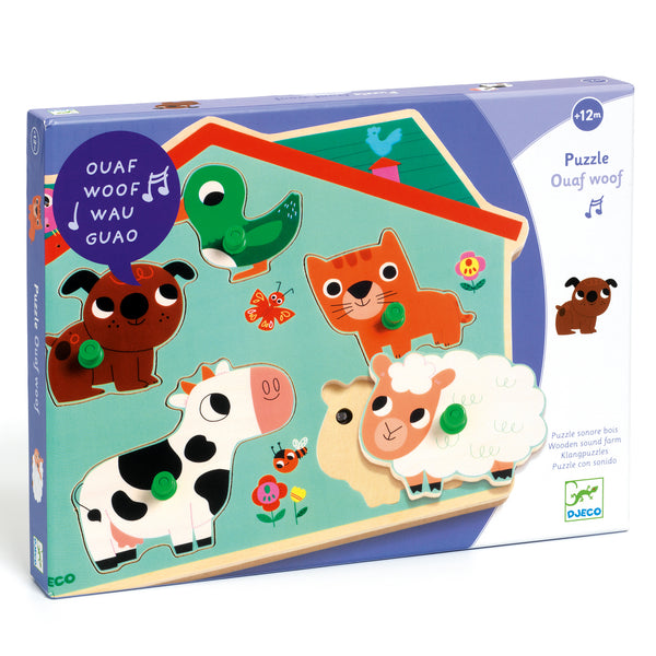 Djeco Wooden Sound Puzzle - Farm Animals
