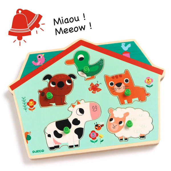 Djeco Wooden Sound Puzzle - Farm Animals