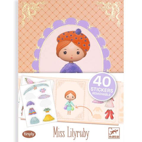 Djeco Dress Up Sticker Book - Miss Lilyruby - Reusable Stickers