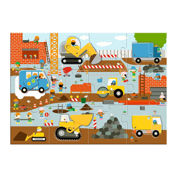 Djeco Giant Puzzle - The Construction Site - 12pcs + 5pcs