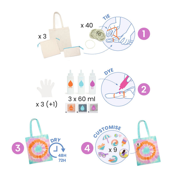 Djeco Sunshine Camp -Tie-Dye Bag & Accessories Kit