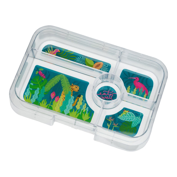 Yumbox 5 Compartment XL Tapas Lunchbox - Capri Pink / Jungle Tray
