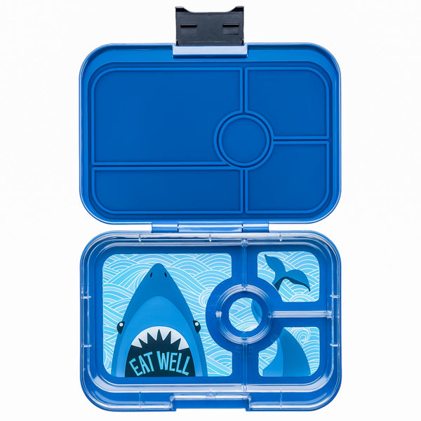 Yumbox 4 Compartment XL Tapas Lunchbox - Monte Carlo Blue / Shark Tray
