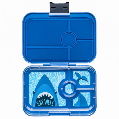Yumbox 4 Compartment XL Tapas Lunchbox - Monte Carlo Blue / Shark Tray