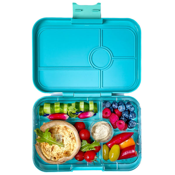 Yumbox 5 Compartment XL Tapas Lunchbox - Antibes Blue / Jungle Tray