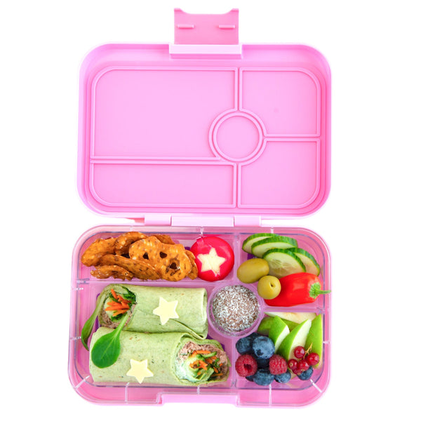 Yumbox 5 Compartment XL Tapas Lunchbox - Capri Pink / Jungle Tray