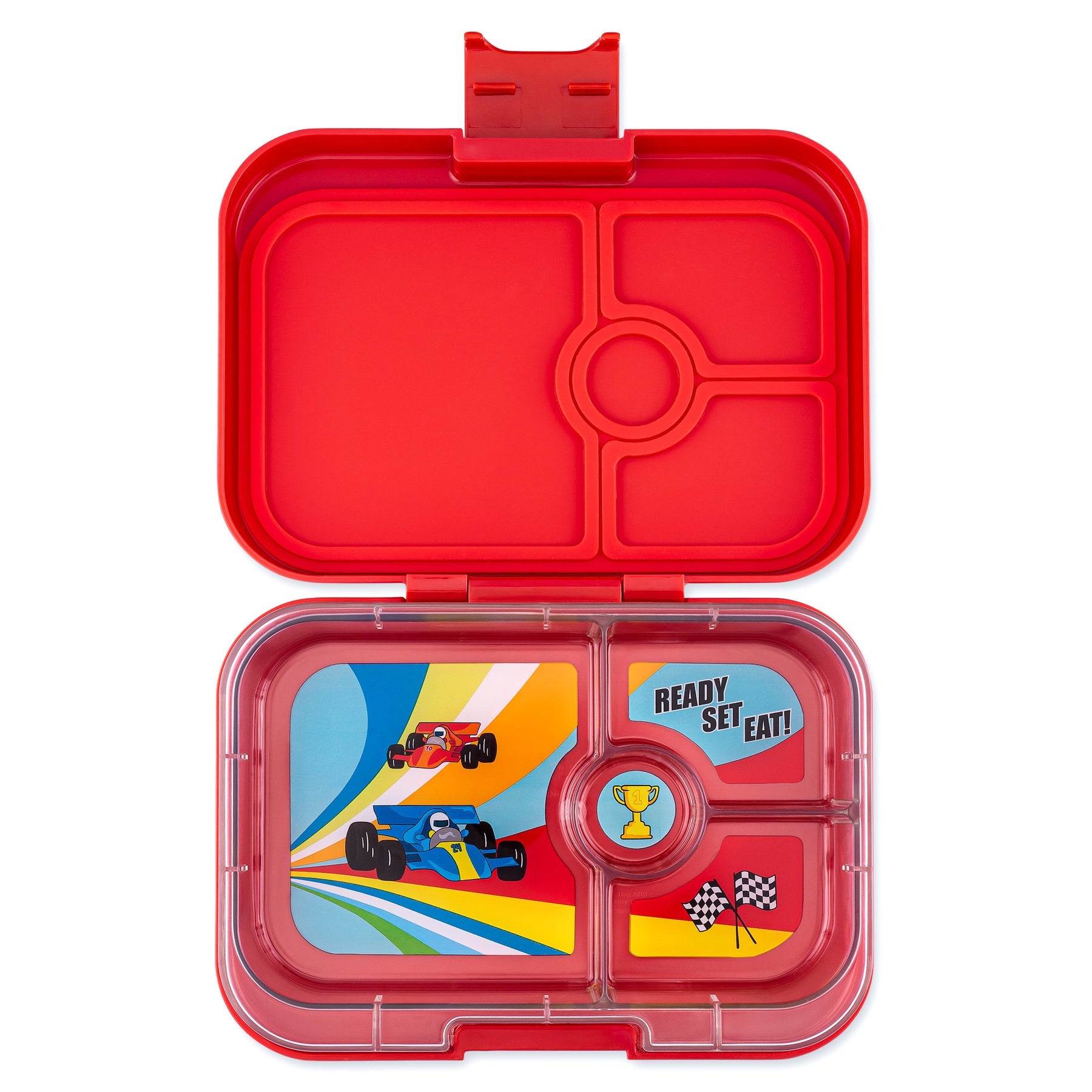 Yumbox 4 Compartment Panino Lunchbox - Roar Red / Race Cars Tray