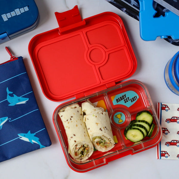 Yumbox 4 Compartment Panino Lunchbox - Roar Red / Race Cars Tray