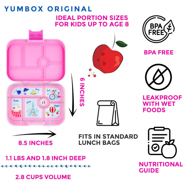 Yumbox 6 Compartment Original Lunchbox - Fifi Pink (Paris Tray)
