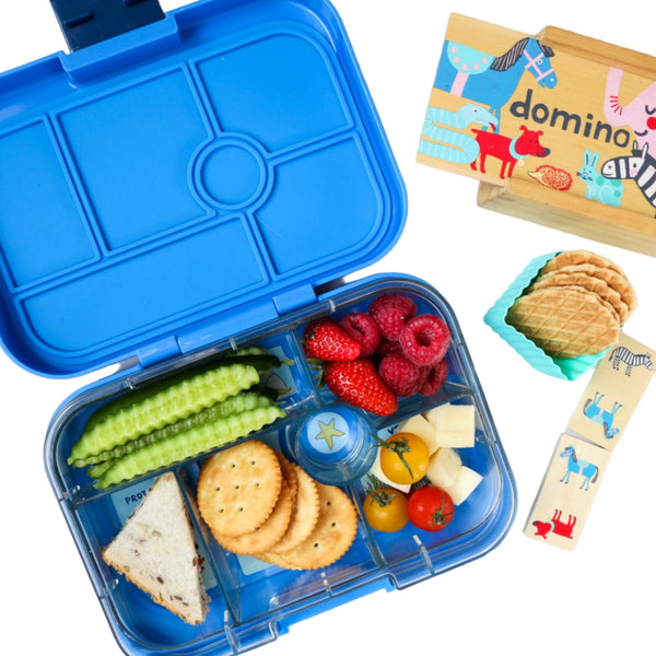 Yumbox 6 Compartment Original Lunchbox - Surf Blue / Race Cars Tray