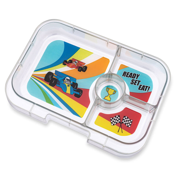 Yumbox 4 Compartment Panino Lunchbox - Roar Red / Race Cars Tray