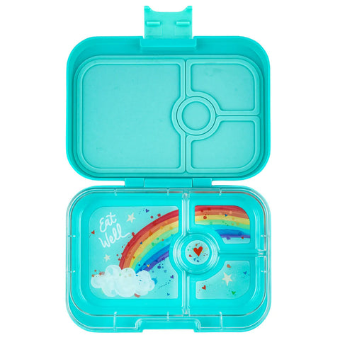 Yumbox 4 Compartment Panino Lunchbox - Misty Aqua (Rainbow Tray)