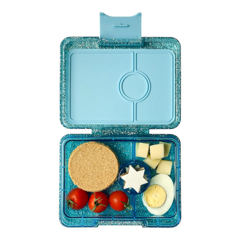 Yumbox Snack Size Lunch Box - Teal Glitter/Teal Clear Tray