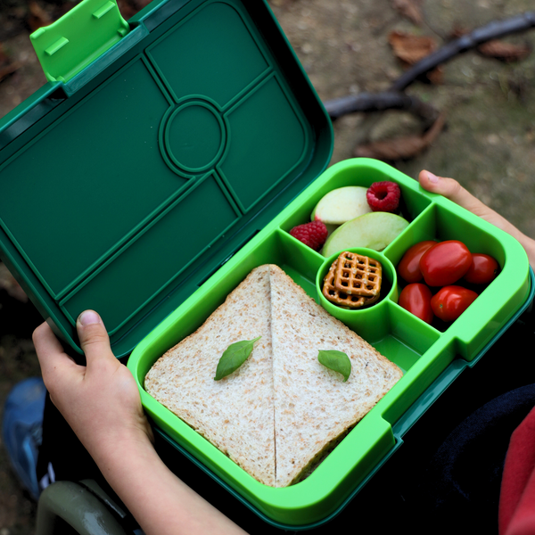 Yumbox 4 Compartment XL Tapas Lunchbox - Palm Green / Solid Lime Tray