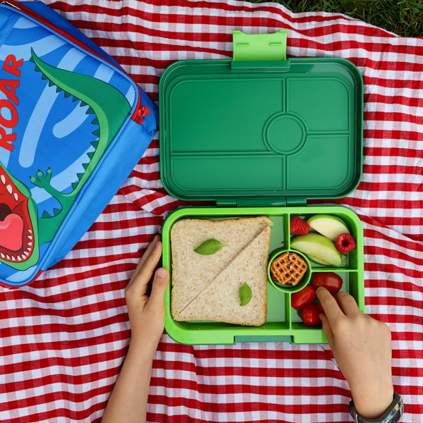 Yumbox 4 Compartment XL Tapas Lunchbox - Palm Green / Solid Lime Tray