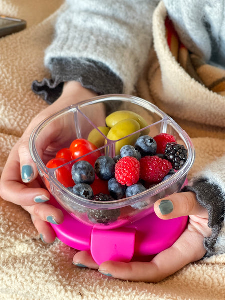 Yumbox 3 Compartment Leakproof Snack Bowl - Raspberry Pink