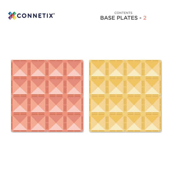 Connetix 2 Piece Base Plate Pack -  Lemon & Peach