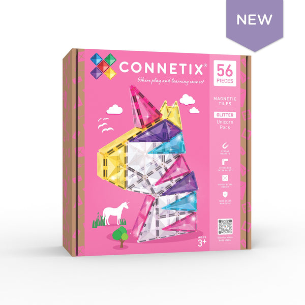 Connetix 56 Piece Glitter Unicorn Pack