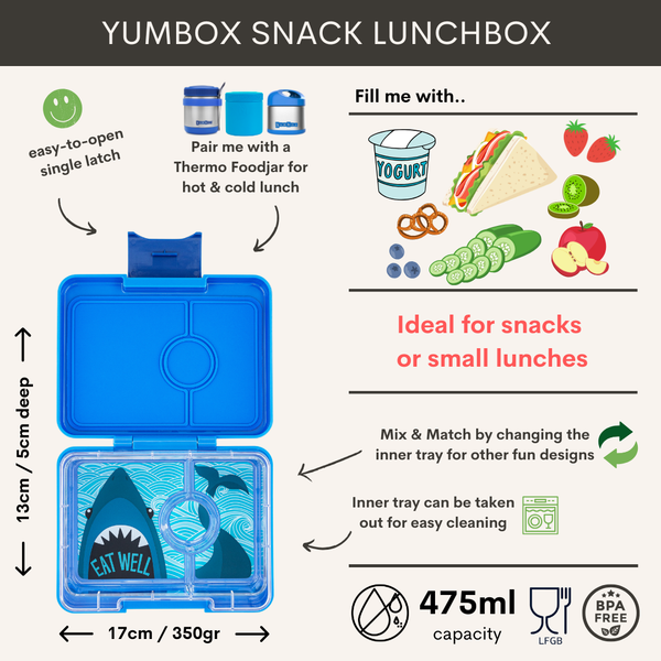 Yumbox Snack Size Lunch Box - Surf Blue / Shark Tray