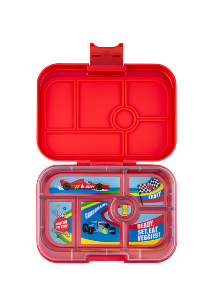 Yumbox 6 Compartment Original Lunchbox - Roar Red / Race Cars Tray