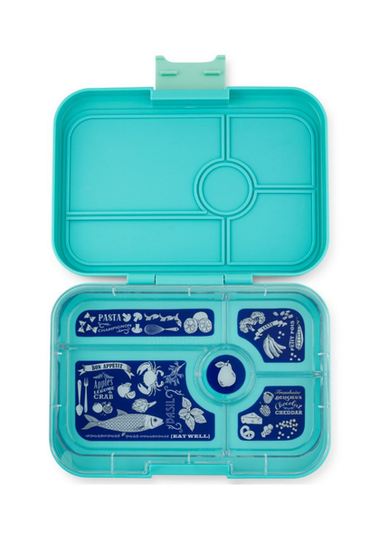 Yumbox 5 Compartment XL Tapas Lunchbox - Antibes Blue / Bon Appetit Tray