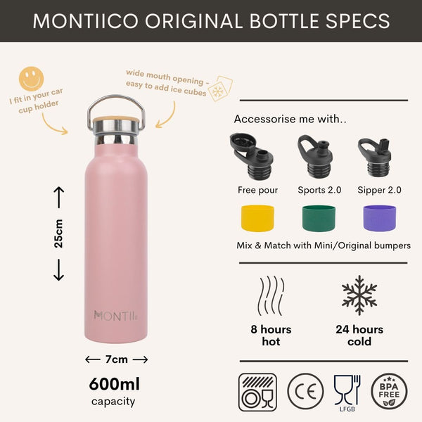 MontiiCo Original Thermos Bottle - Stainless Steel - Blossom - 600ml