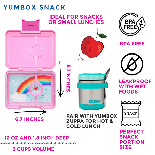 Yumbox Snack Size Lunch Box - Power Pink / Rainbow Tray