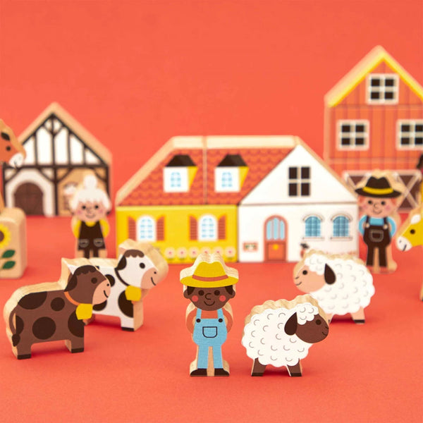 Janod Cross Roads - Countryside 37 Wooden Blocks Set