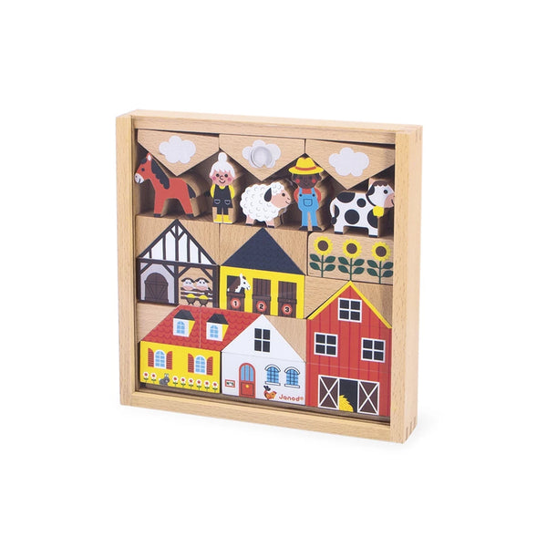 Janod Cross Roads - Countryside 37 Wooden Blocks Set