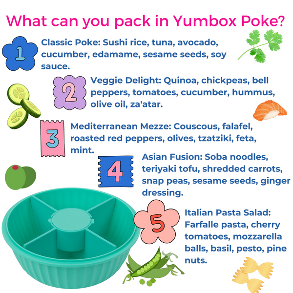 Yumbox Poke Bowl with 4 Part Divider - Paradise Aqua