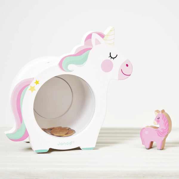 Janod Wooden Unicorn Money Box
