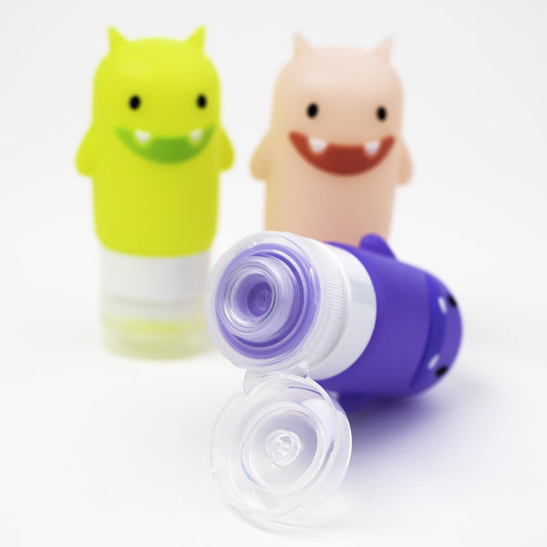 Yumbox Silicone Condiment Squeeze Bottles - Set of 3 Funny Monsters