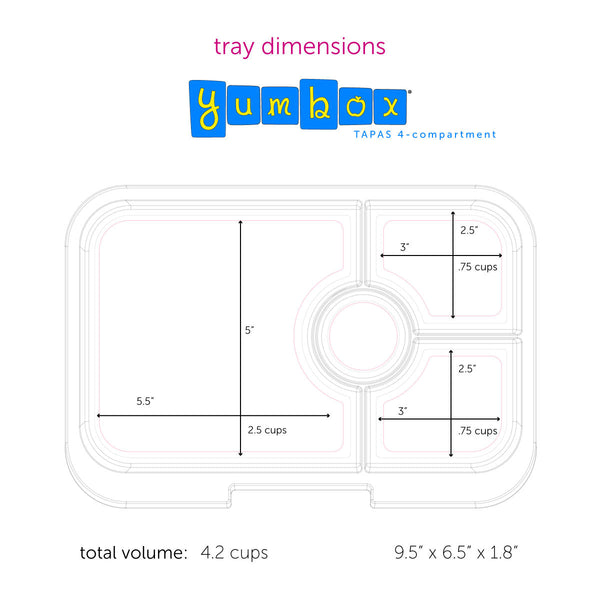 Yumbox 4 Compartment XL Tapas Lunchbox - Capri Pink (Rainbow Tray)