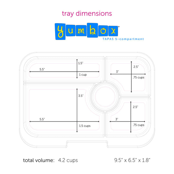 Yumbox 5 Compartment XL Tapas Lunchbox - Antibes Blue / Jungle Tray