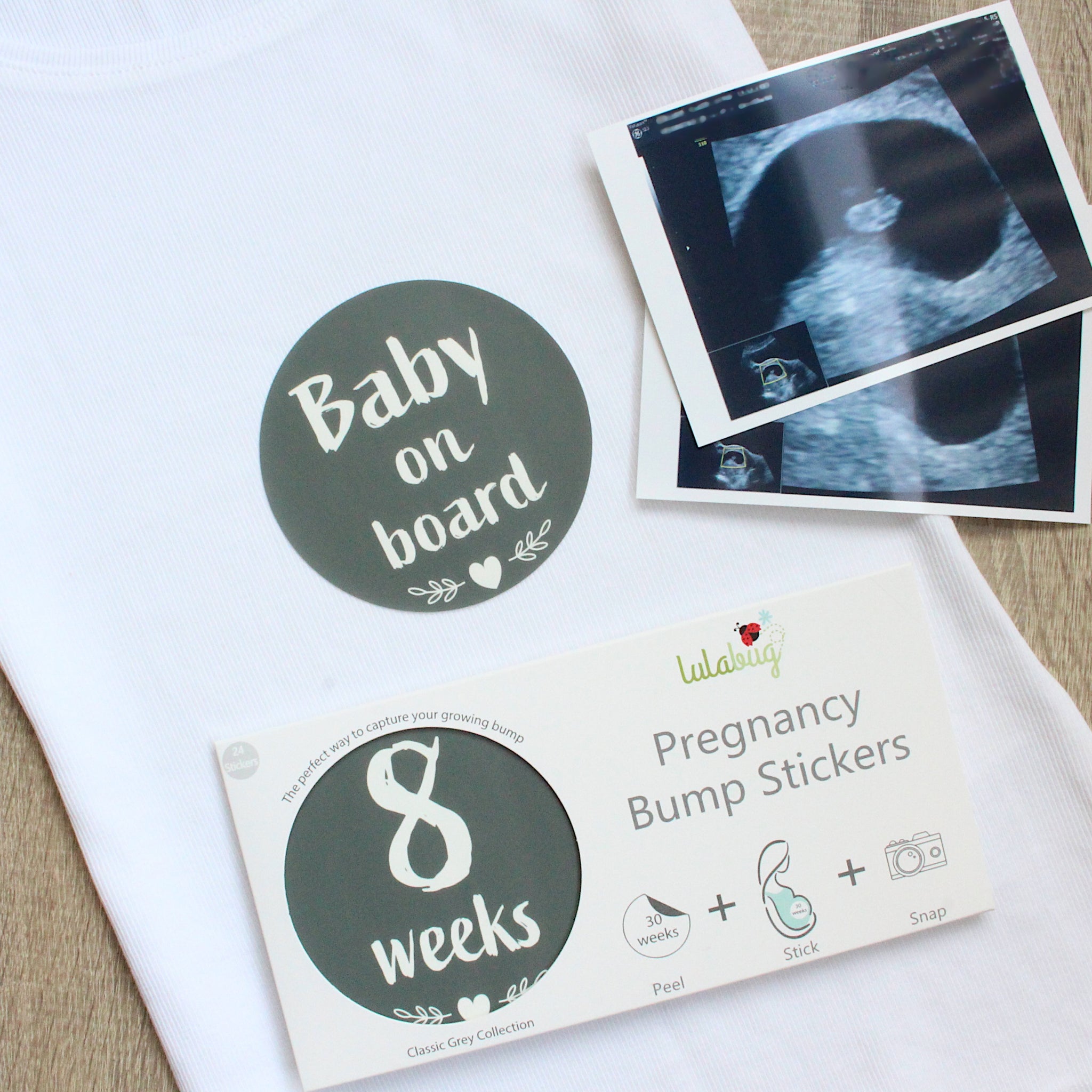 Pregnancy Bump Stickers – Classic Grey - Set of 24